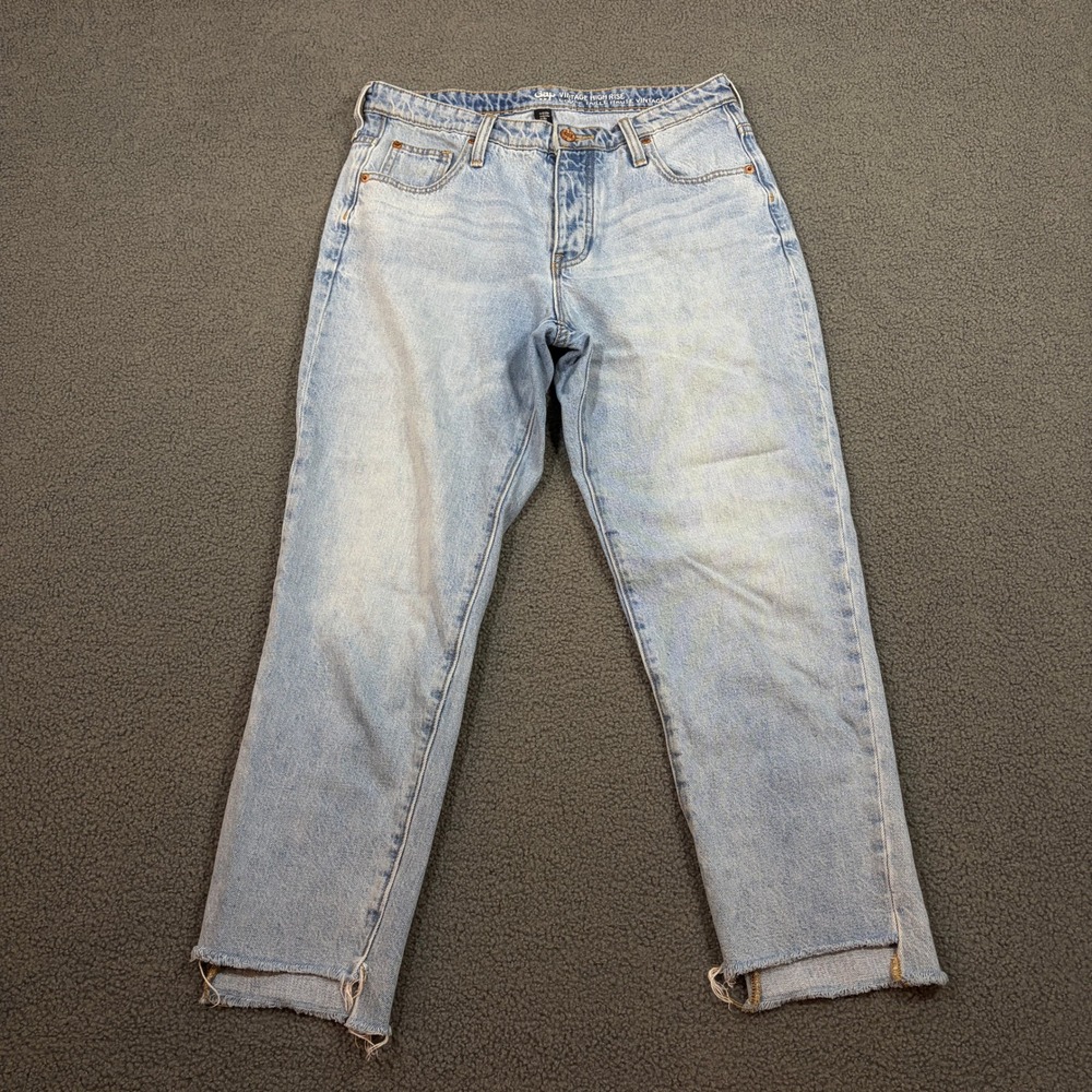 Gap Jeans Womens 6/28R Light Blue Vintage High Rise Raw Hem Straight Leg Denim